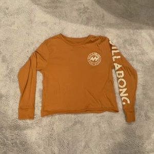 Women’s Mustard Yellow Billabong Cropped Long Sleeve Shirt Size Medium